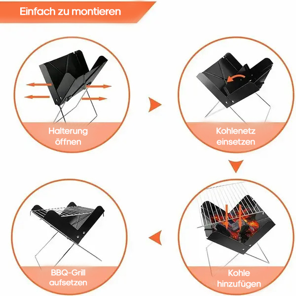 NUZAMAS Faltbarer Dreieck-Herdständer - Feuertisch Für Camping & Outdoor