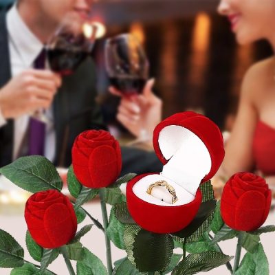 1x Samt-Rose mit Blumenring-Box | ROSABOX