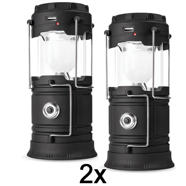 2x Wiederaufladbare Solar Camping Laterne+Taschenlampe | CAMPGLO