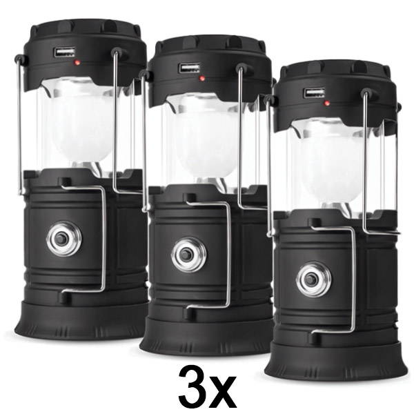 3x Wiederaufladbare Solar Camping Laterne+Taschenlampe | CAMPGLO